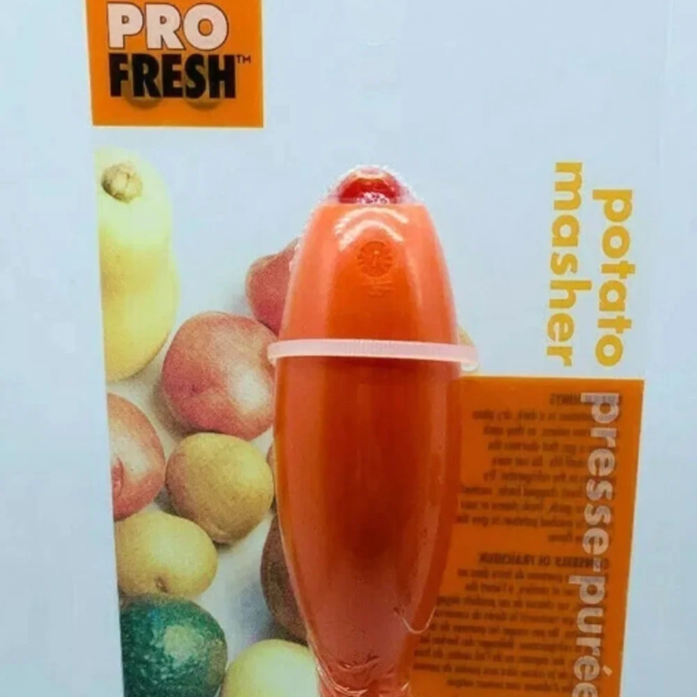 GOURMET Potato Masher Stainless Steel By Pro Fresh Retro Manual Vintage Orange